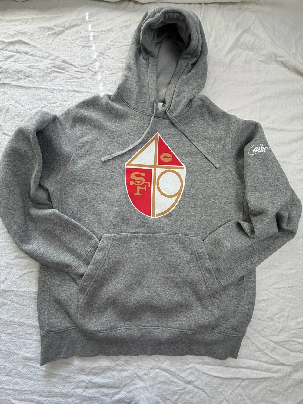 Nike Gray Hoodie with Red & Gold Crest Logo